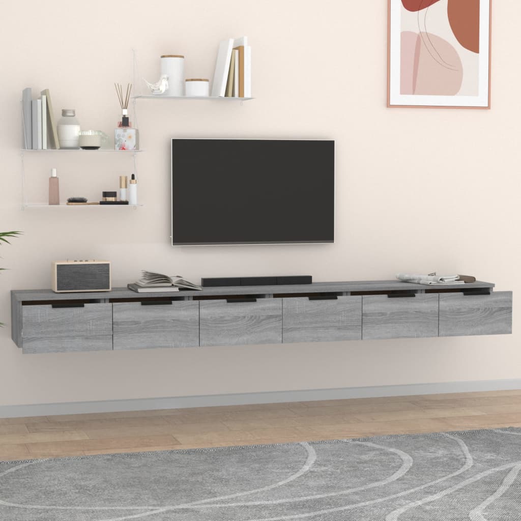 Maison Exclusive - Armarios de pared 2 uds contrachapada gris sonoma 102x30x20 cm - 3