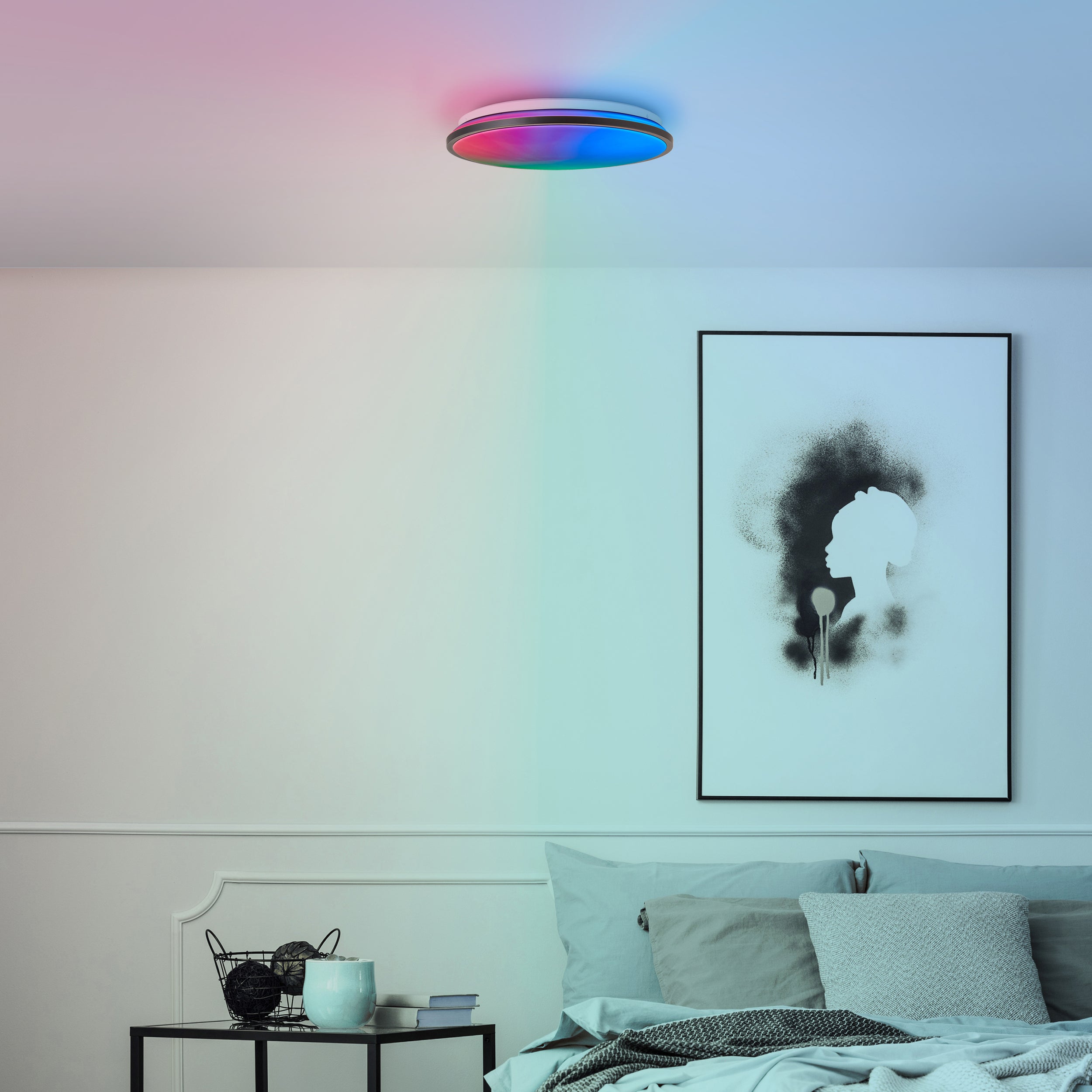 Heida Brilliant LED lampa sufitowa 39cm czarna, metal/plastik, 1x LED 24W zintegrowany, (strumień świetlny: 2500lm, barwa światła: 3000-6500K) - 9
