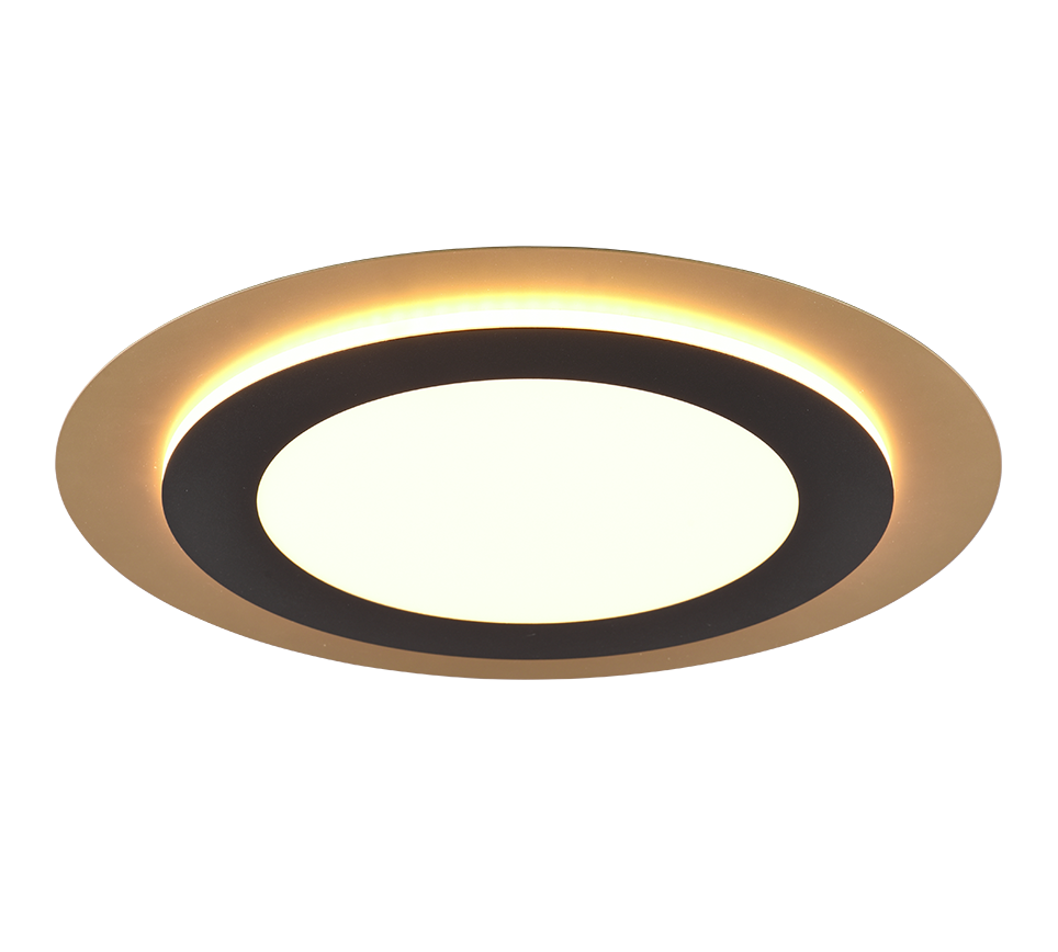 Plafon LED z pilotem MORGAN czarno-złoty-odcienie złota 42W Odcienie bieli 5600lm metal wym:4x45x45cm IP20 Trio