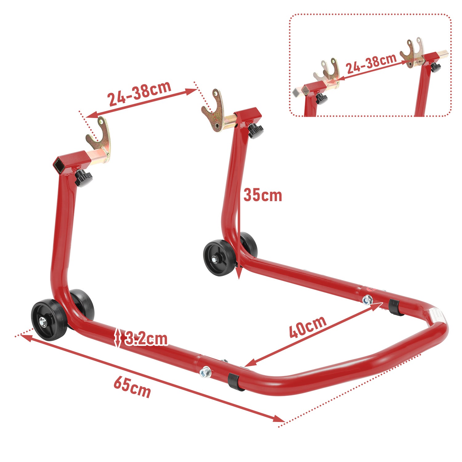 Support De Roue Avant Pour Moto - Bascule Réglable 8-24 Pouces, Pour Remorque Ou Garage