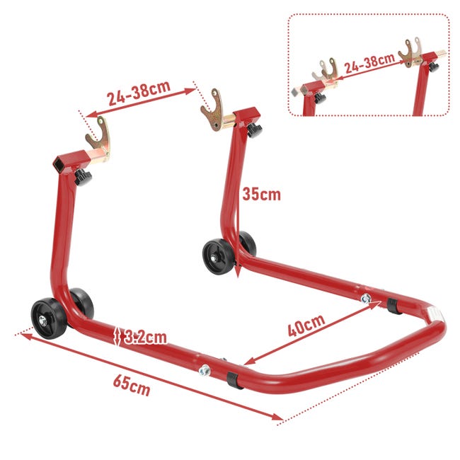 Support De Roue Avant Pour Moto - Bascule Réglable 8-24 Pouces, Pour Remorque Ou Garage