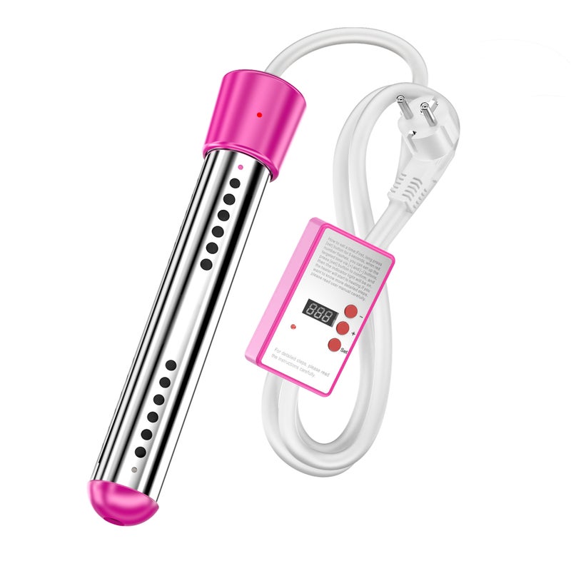 Elektryczny podgrzewacz wody, inteligentny timer z funkcją automatycznego wyłączania, różowy, 1500 W, bez termometru