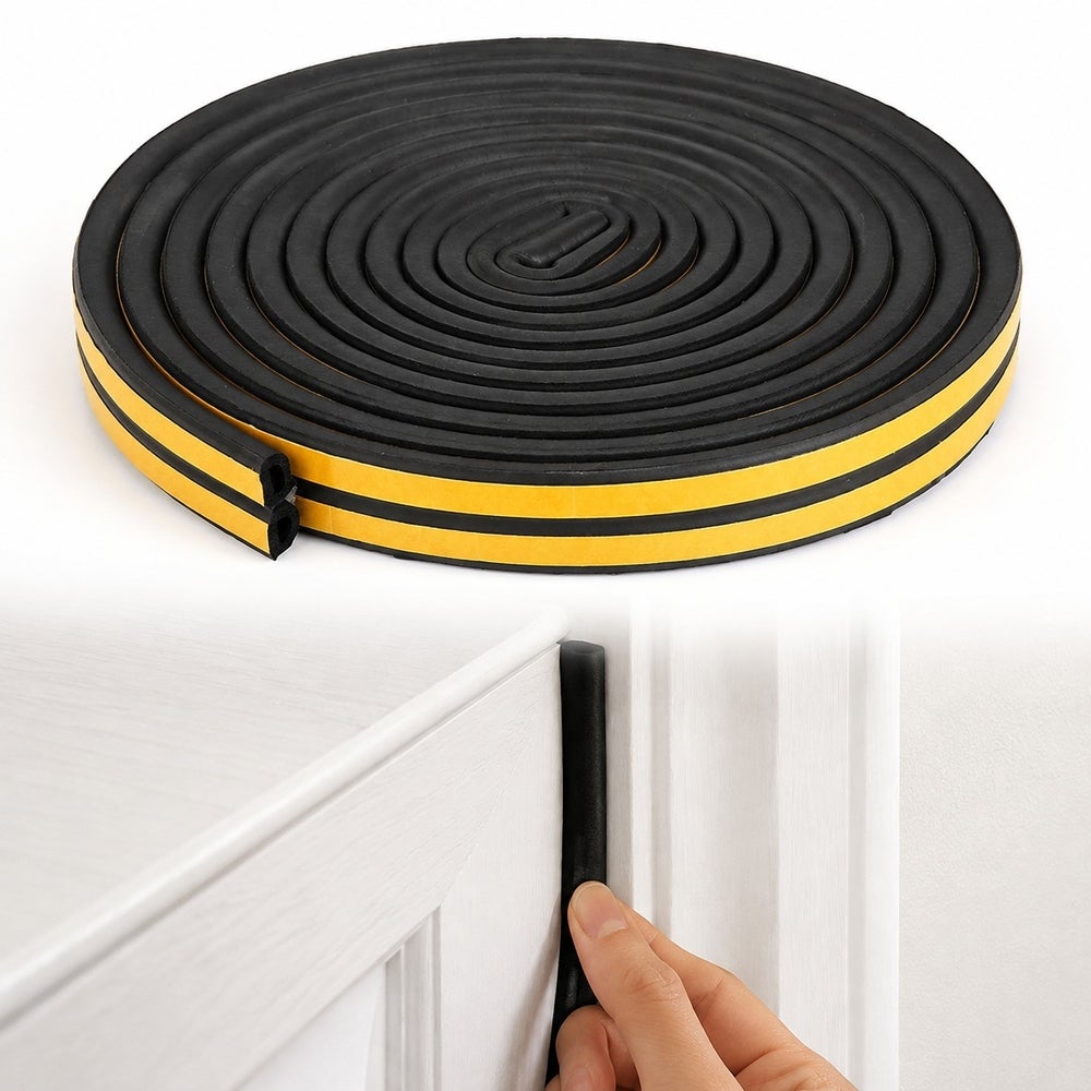 Lot de 4 joints adhesifs en caoutchouc type D noir, 9 mm x 6 mm x 6 m ...