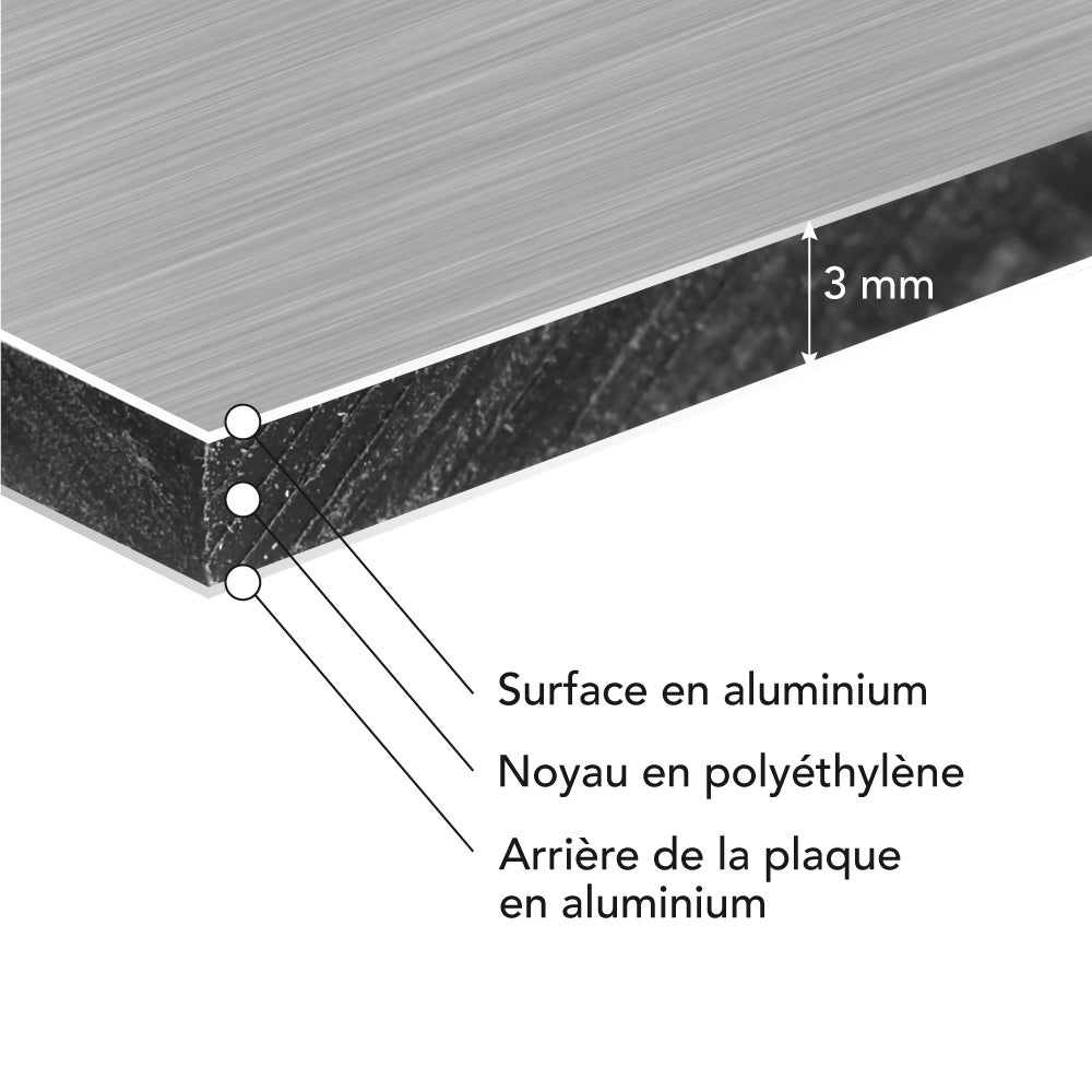 Panneau plaque composite aluminium brossé gris, 100 x 600 mm (10 x 60 cm), Ep.2 mm - 2