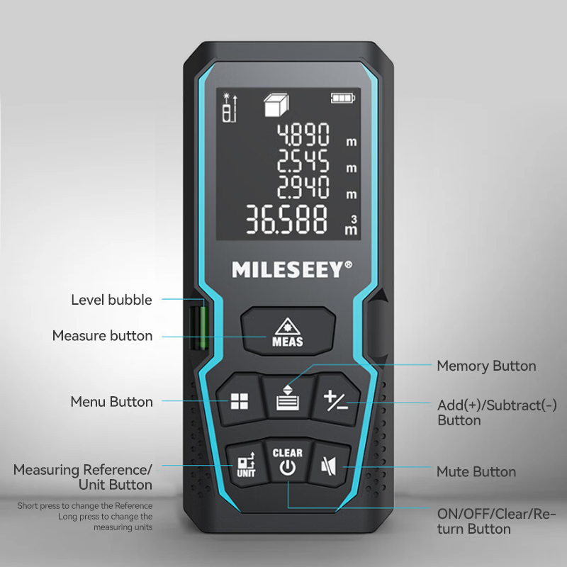 Tester laser 50M con controllo numerico dell'angolo, controllo elettronico, unità metro/poise/tubo e modalità Pitagora - 7