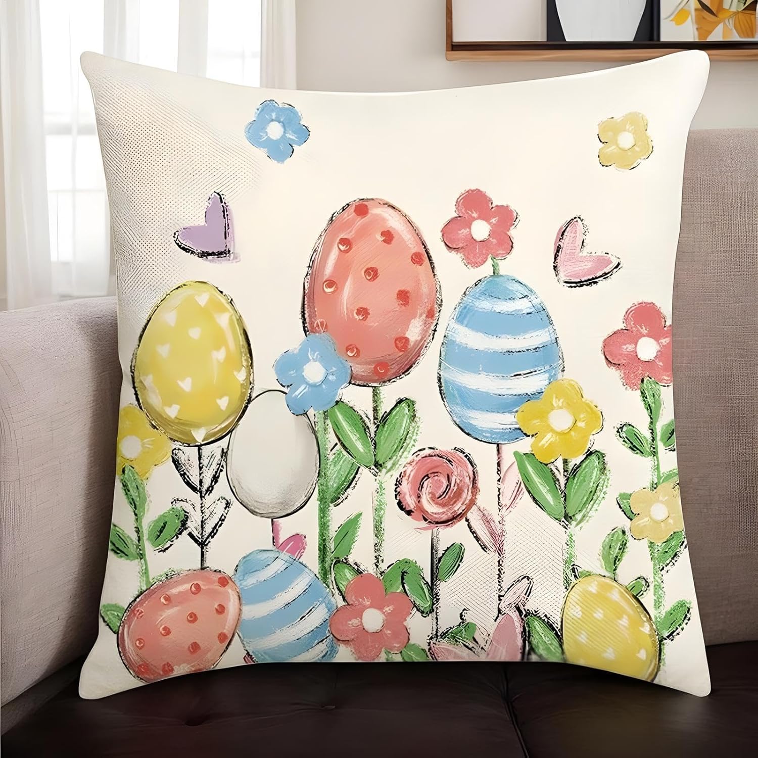 4 Federe Per Cuscini 45x45 Cm In Cotone E Lino – Bianco E Nero, Motivo Quadretti, Con Cerniera