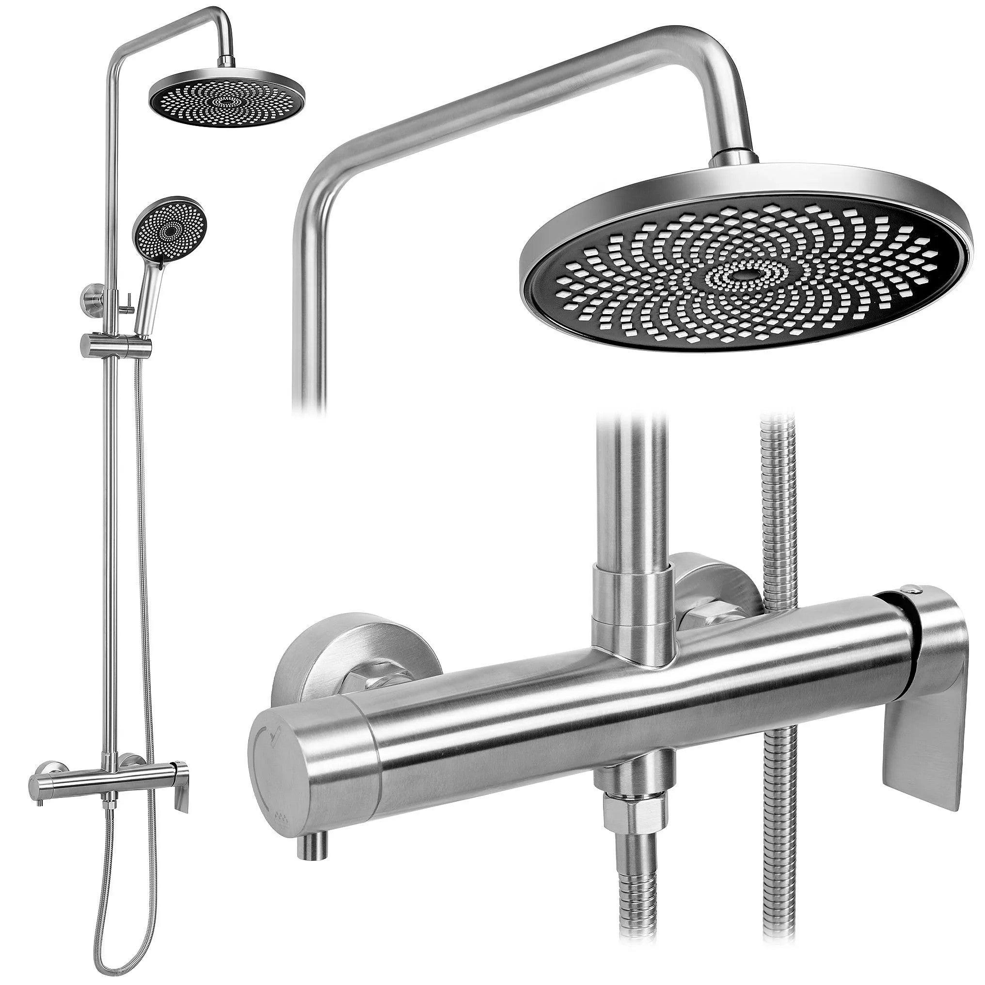 KIT DE DOUCHE REA HUNTER BRUSH NICKEL 15X15X125CM | Leroy Merlin