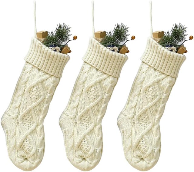 COGOALL Calze di Natale, Calze di Natale Hanging Sock, Lettera Calze di Natale, Calze di Natale Hanging Calze per Camino Party Decorazioni di Natale (W