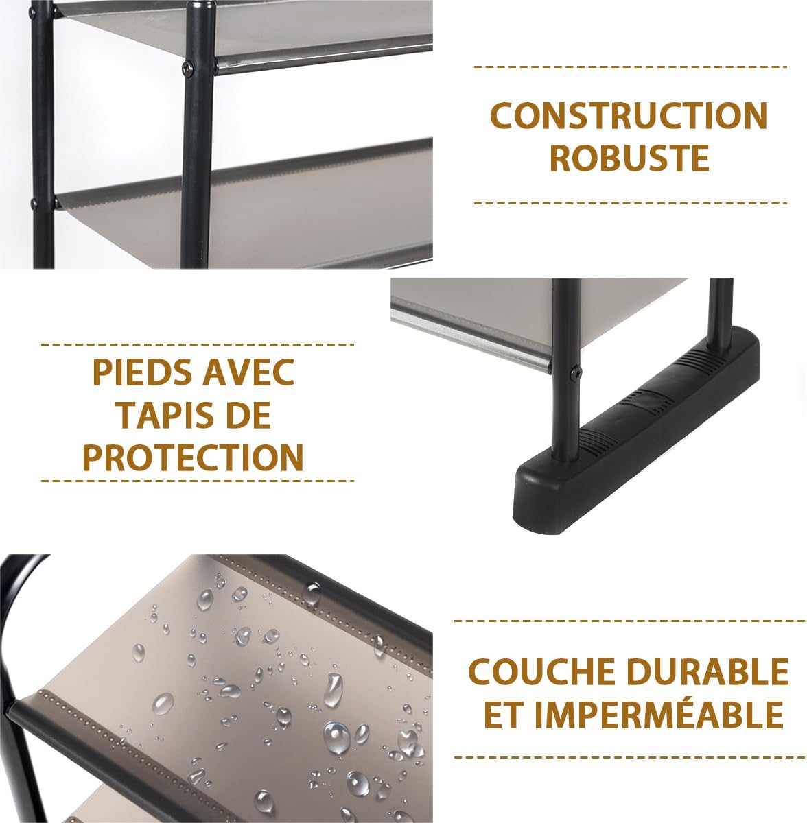 Étagère à Chaussures à 10 Niveaux, Rangement pour 50 Paires de Chaussures, Étagère Amovible - 4