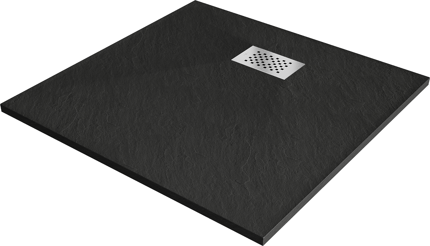 Mexen Hugo brodzik kwadratowy SMC 80 x 80 cm, czarny, maskownica inox - 42708080-X