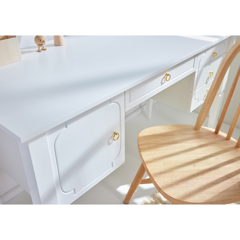 Bureau 4 tiroirs 1 porte Royal - Blanc - 6