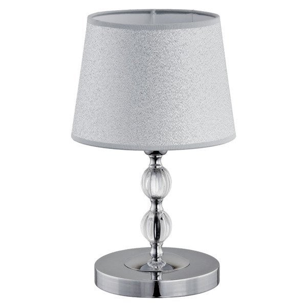 Lampa stołowa z abażurem EMMANUELLE chromowano-srebrna 1xE27x40W Alfa