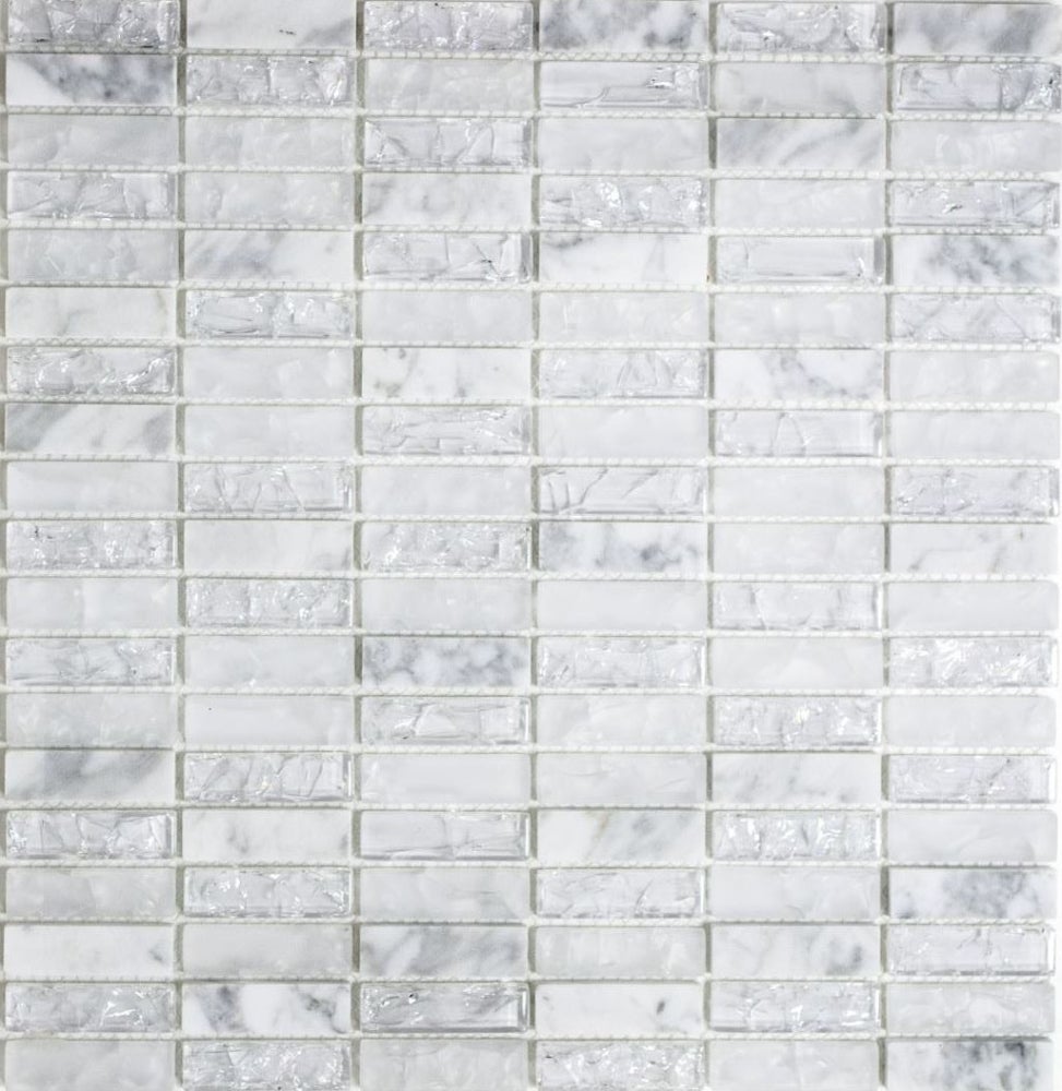 Mosaïque Marbre Blanc Naturel MOSANI 7,5x15 Cm – Carrelage Mural Et Sol – 44 Pièces (0,484 M²)