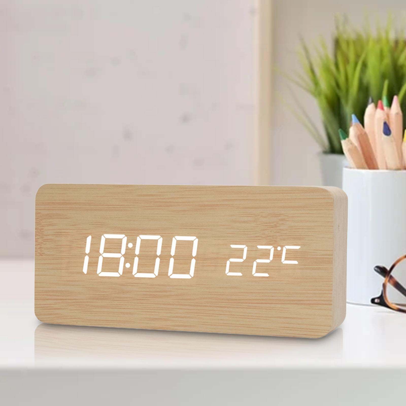 Réveil rétro silencieux, horloge LED lumineuse design pour chambre et bureau, décoration intérieure moderne et élégante, horloge pratique - 3