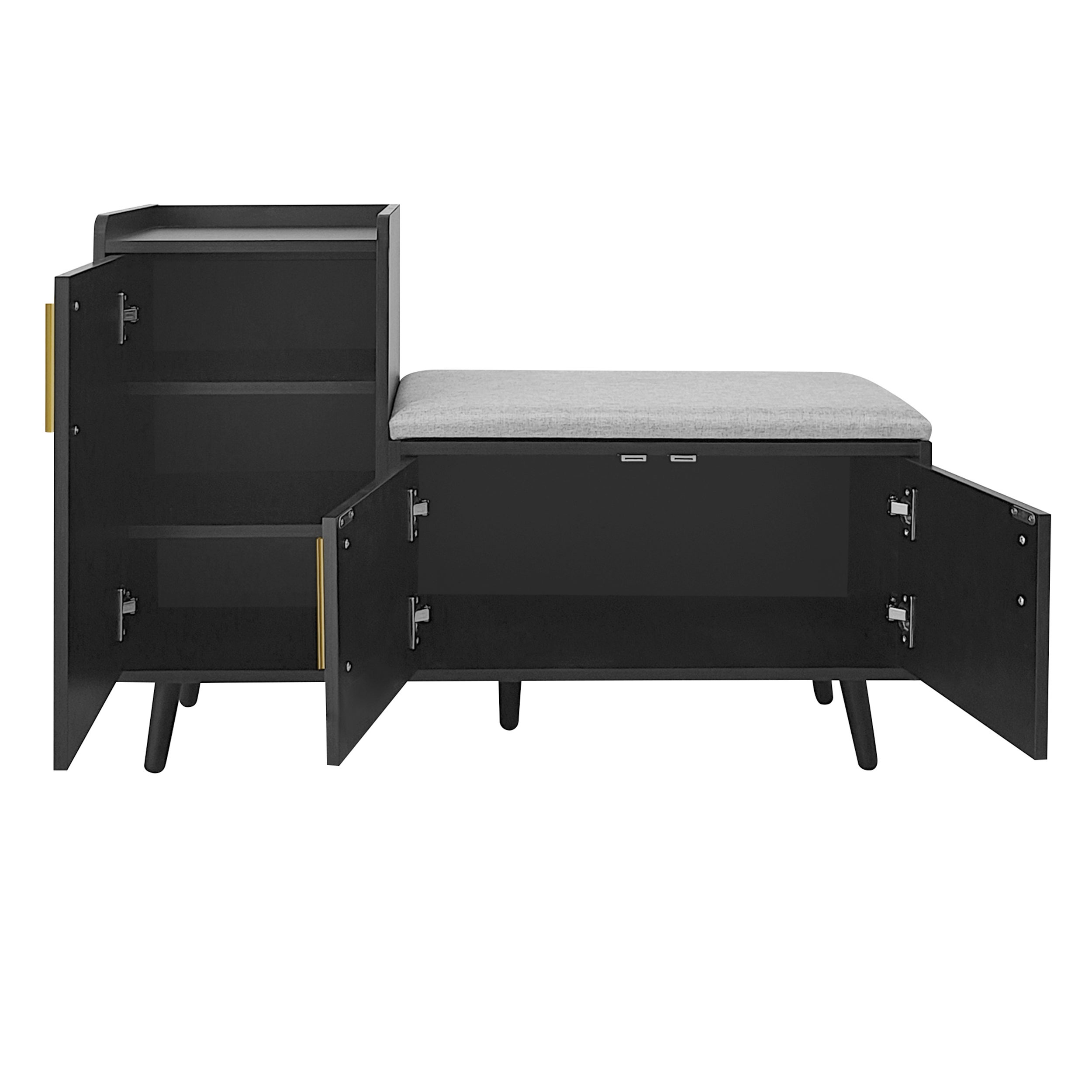 Banc à chaussures 100x34x69 cm 3 portes assise métal entrée salon - 6