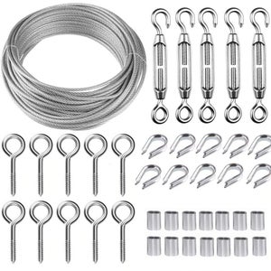 Câble Tressé Acier Inoxydable 1/16" - Rouleau De 500 Pieds Vinylé - Argent, Neuf