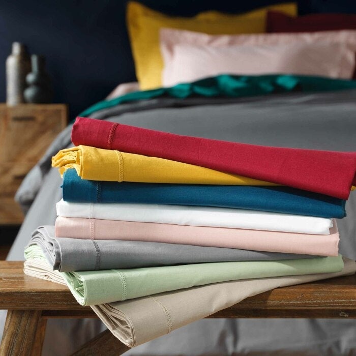 Drap plat 2 pers. 240 x 300 cm coton 57 fils Lina Blanc - 4