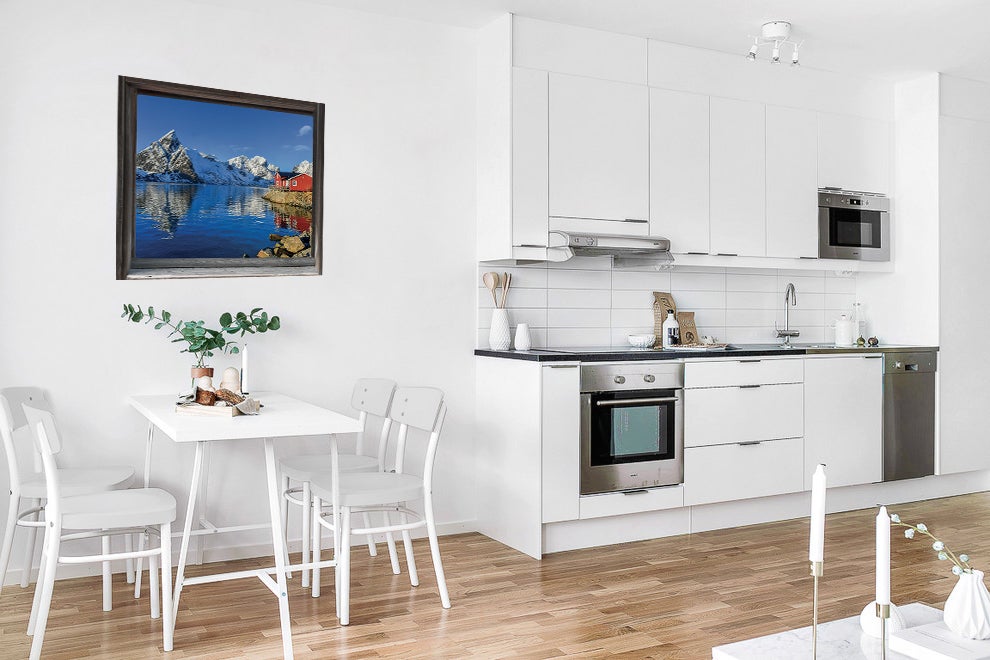 Affiche Wallario Avec Effet Fenêtre – Lac En Montagne – Illusion D'optique