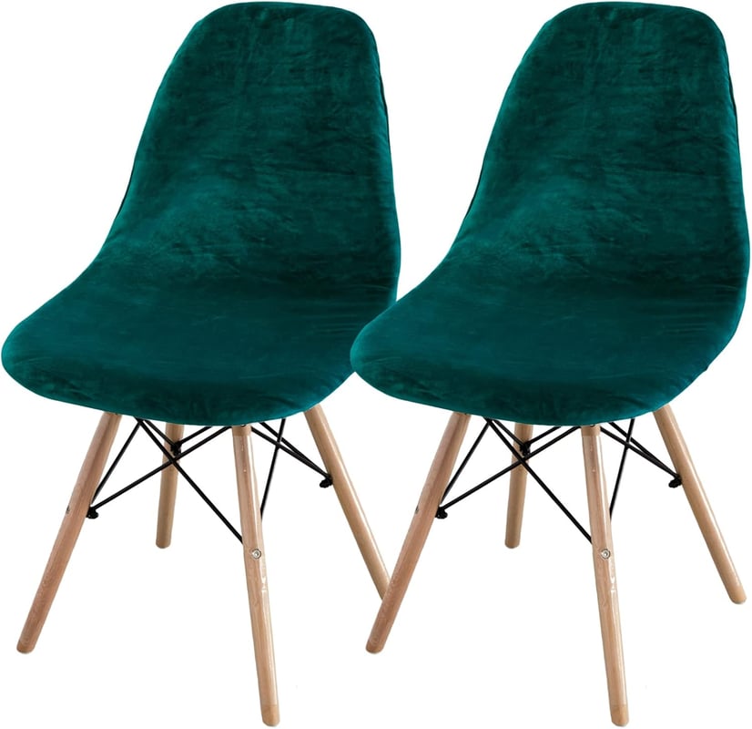 Zestaw 2 pokrowców na krzesła do jadalni, rozciągliwych, zdejmowanych i nadających się do prania – Ochraniacze na krzesła do jadalni (niebiesko-zielo