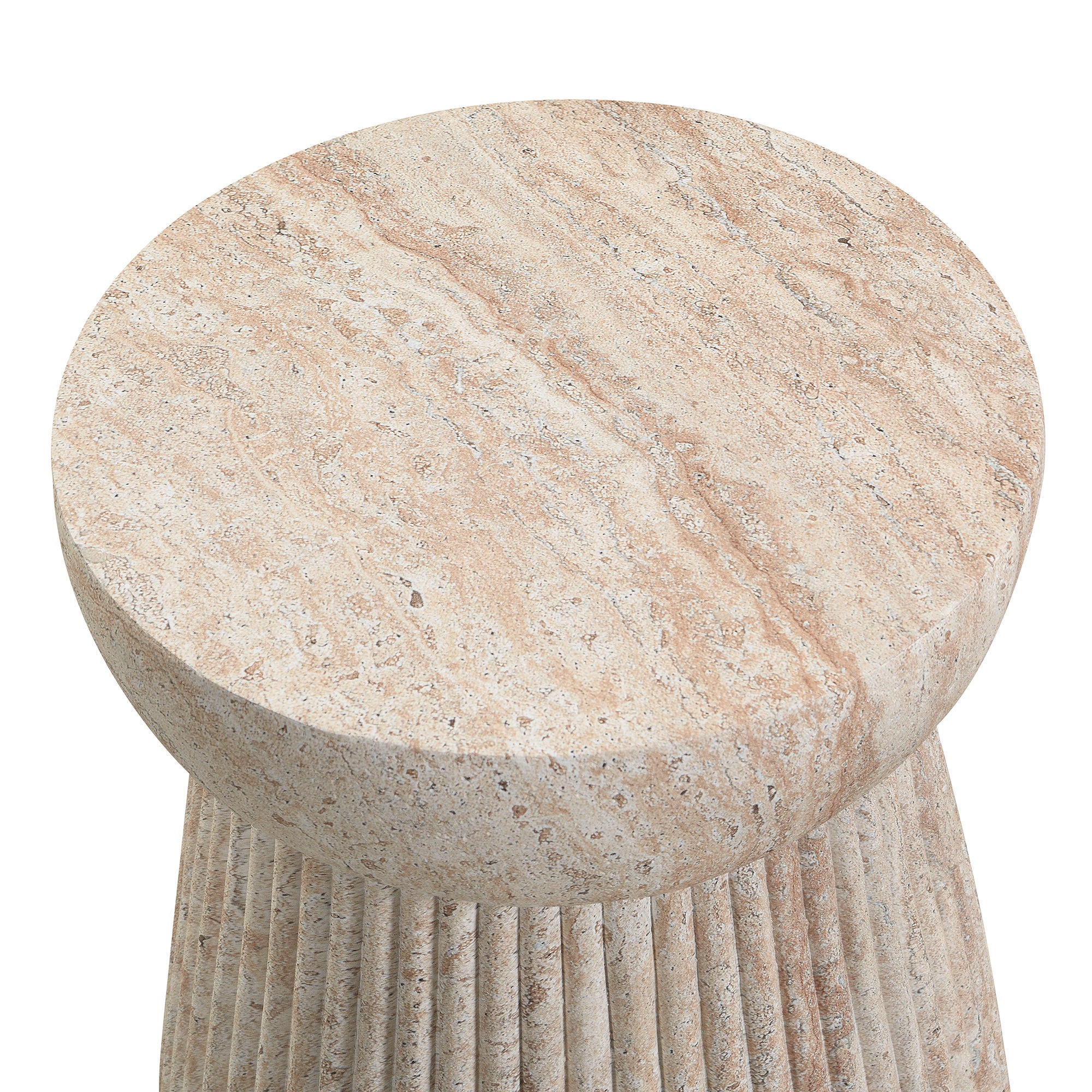 Table d'Appoint de Jardin Design Minéral - 38x38x43cm - Tabouret Bas en Magnésie Effet Pierre - Résistant UV & Intempéries - Naturel - 6