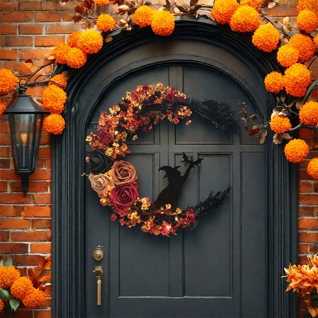 Ghirlanda decorativa a tema notte di luna di Halloween, adatta come regalo per la decorazione della casa del Ringraziamento e di Halloween.