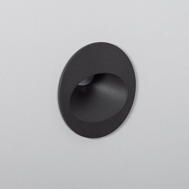 Baliza Exterior LED 3W Empotrable Pared Circular Aluminio Gris Coney ...