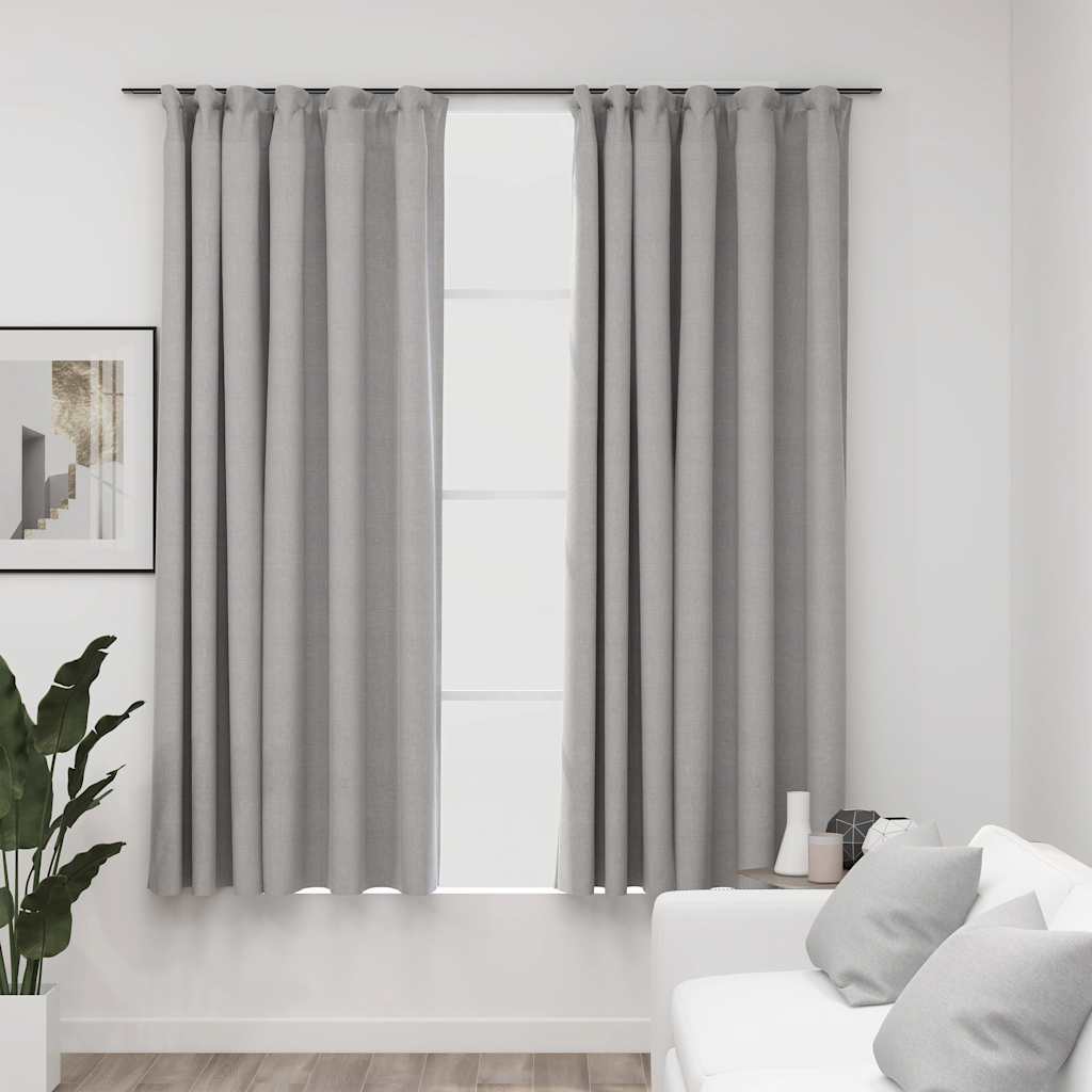 Zasłony stylizowane na lniane, 2 szt., szare, 140x175 cm vidaXL