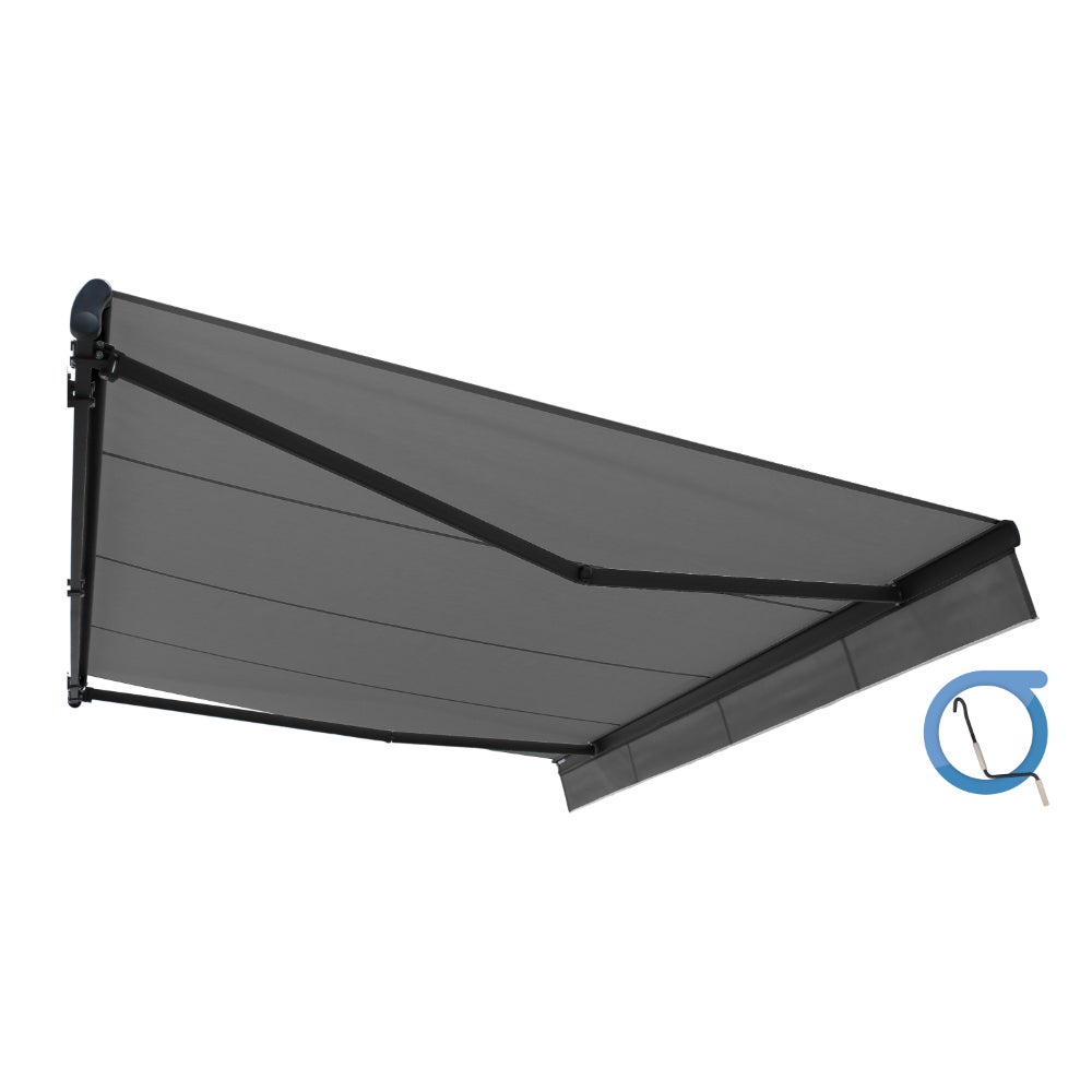 Store banne Monobloc EASY 4x3m - Armature Gris Anthracite - Toile Gris Anthracite - Manœuvre manuelle par treuil - 3