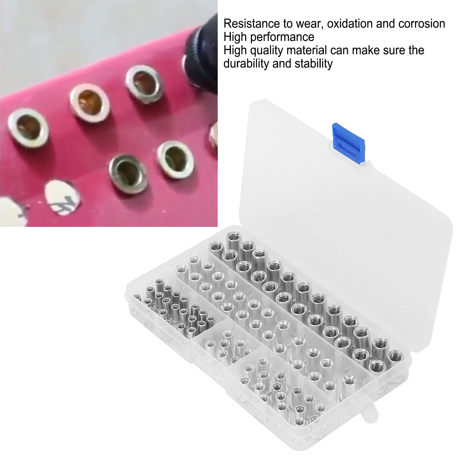 Lot de 100 écrous à rivets M4 M5 M6 M8 en aluminium à tête plate, inserts filetés, outils de quincaillerie - 4