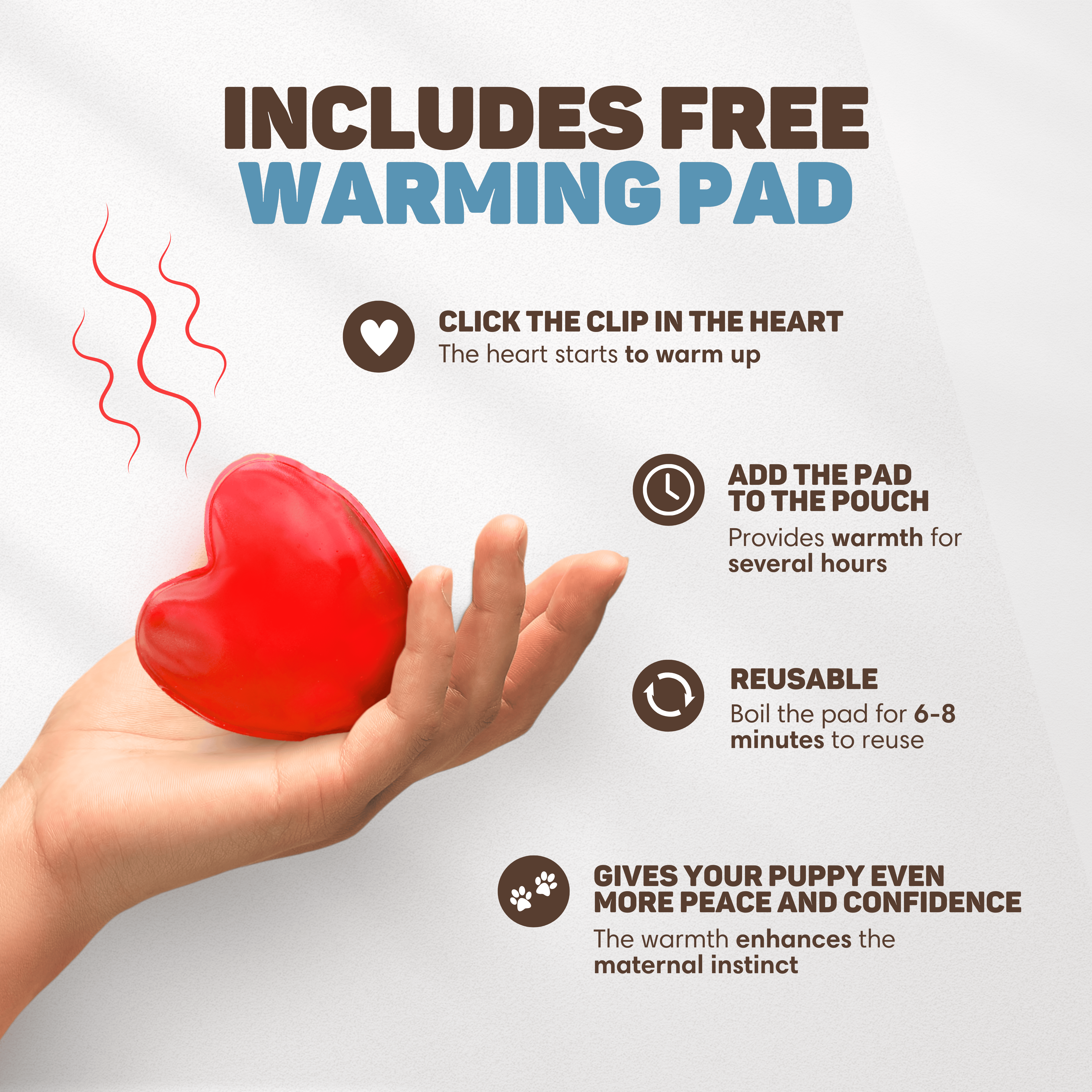 Peluche Perro con Latido del Corazón Vulpes Goods – Peluche para Cachorros - incl. Almohadilla Térmica - 4