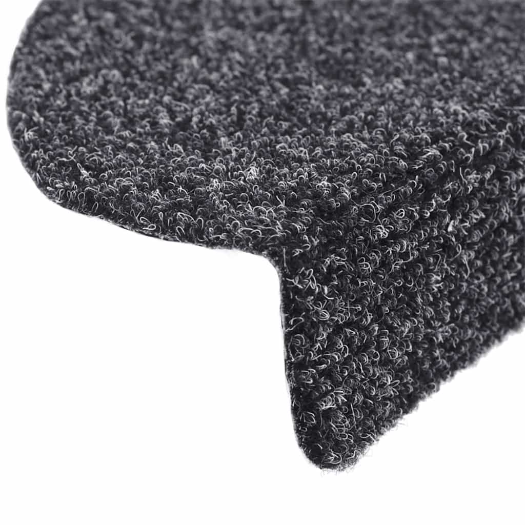 vidaXL Tapis d'escalier autocollants 20 pièces 56 x 17 x 3 cm Gris foncé Demi-rond - 5