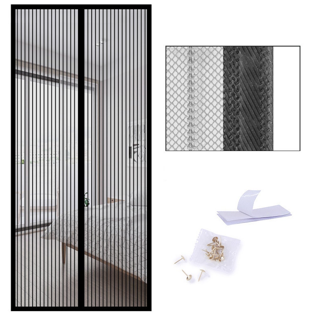 (80X200, czarny) Magnetyczna moskitiera do drzwi przesuwnych, zasłona do salonu, drzwi balkonowych, drzwi przesuwnych na taras