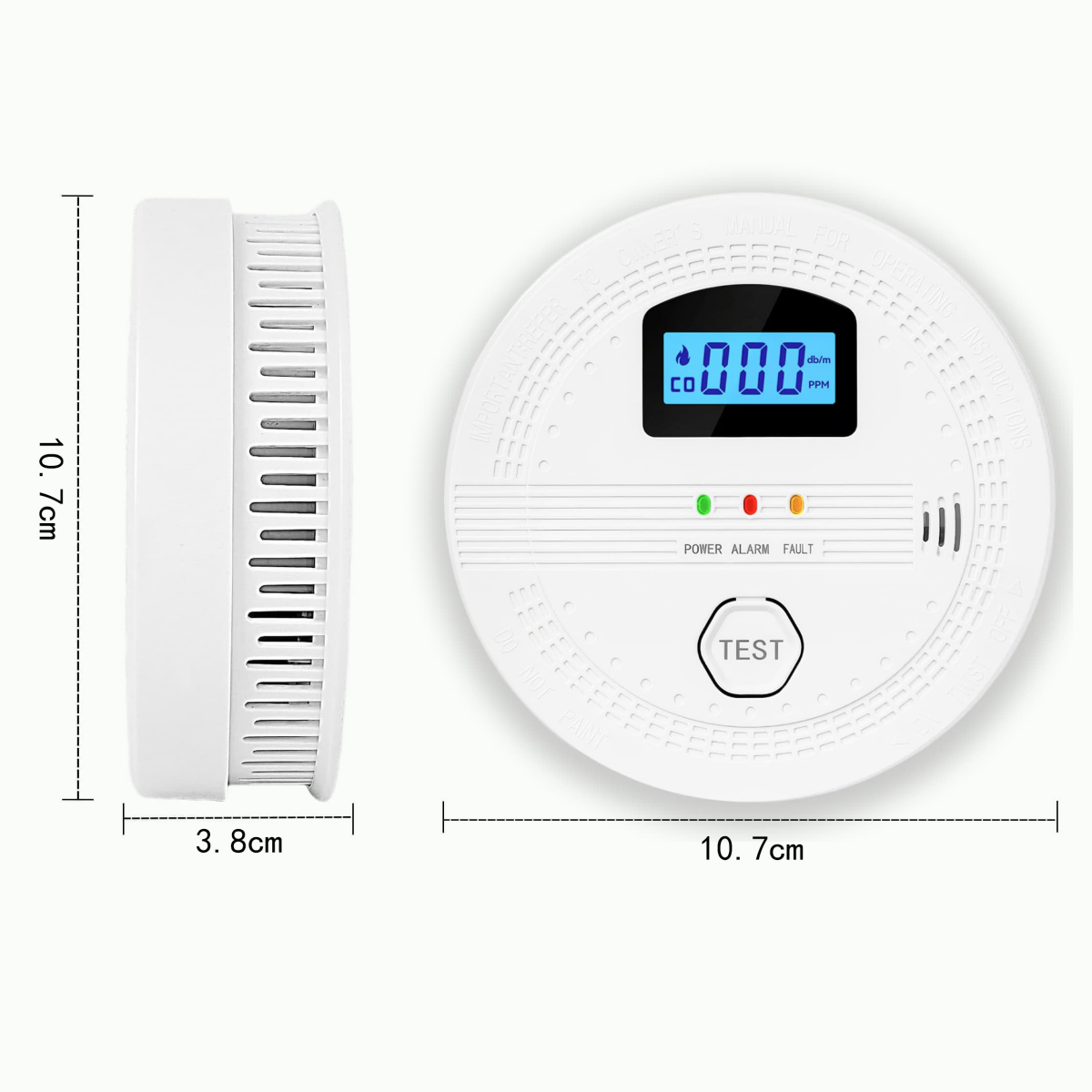 Dois detetores combinados de fumo e de monóxido de carbono, alimentados a pilha, fáceis de instalar, (francês) sem pilhas, 10,7 x 10,7 x 3,8 cm - 2