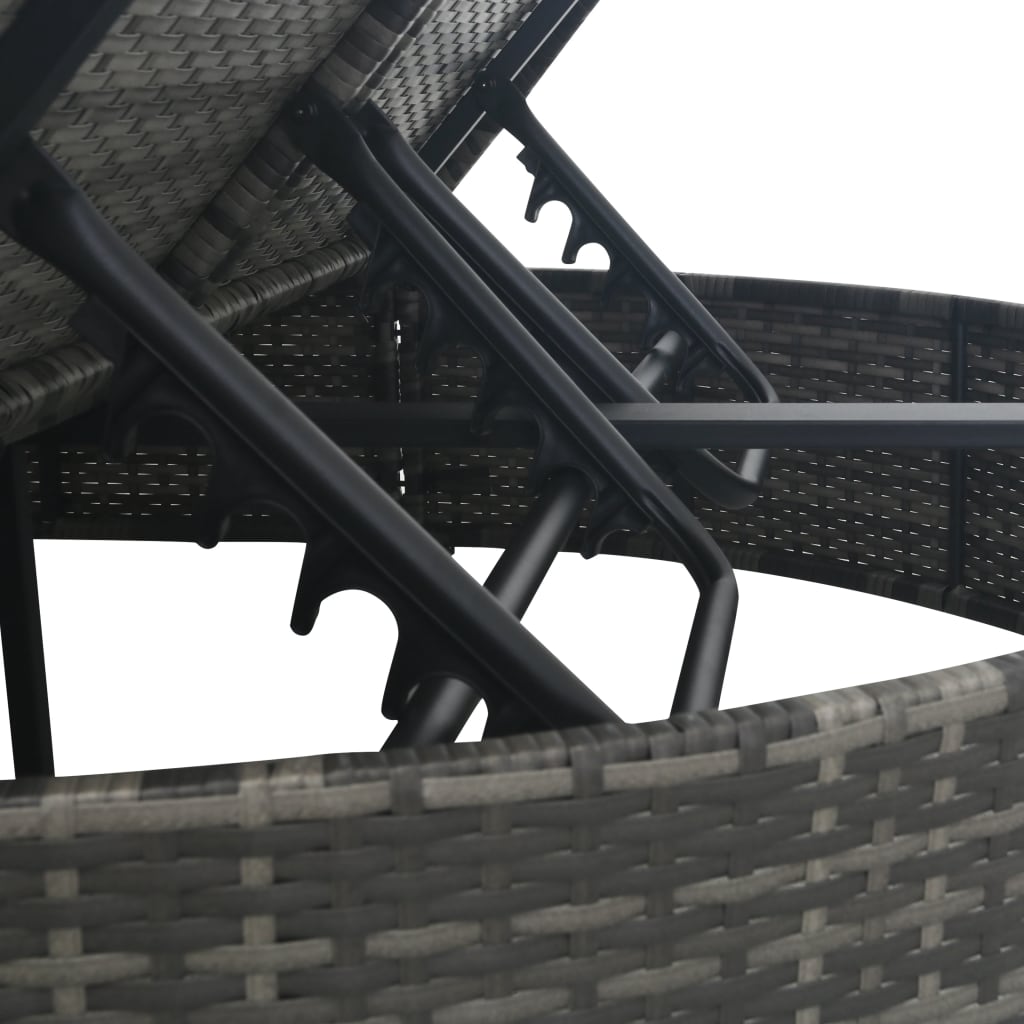 Maison Exclusive - Lettino Prendisole a 2 Posti con Cuscini in Polyrattan Grigio - 7