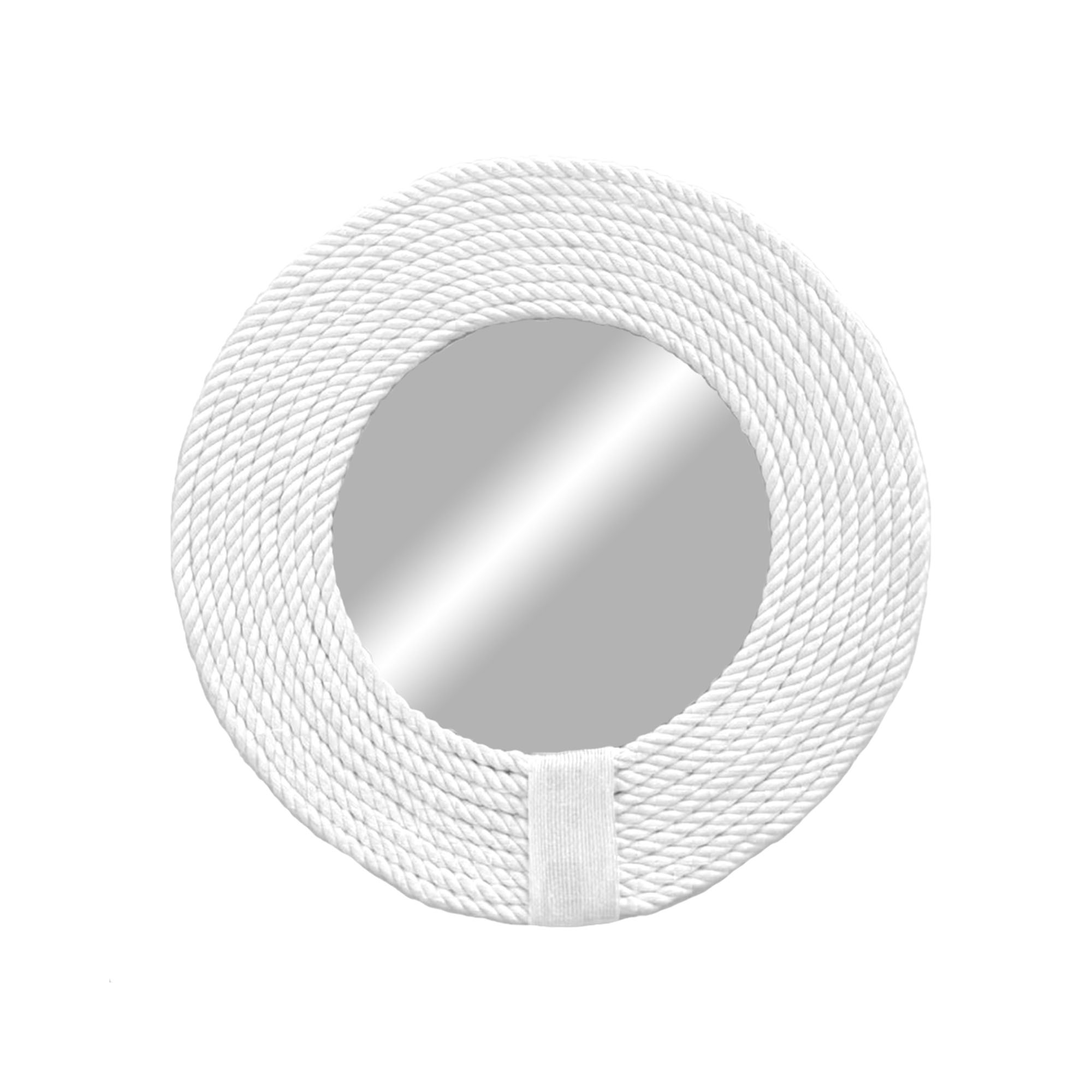 Espejo redondo de cuerda de algodón natural decoración de pared - mirror cord blanco 50cm
