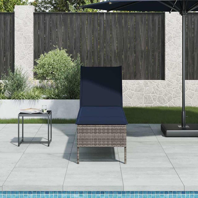 Lettino Prendisole con Cuscino Grigio 55x200x44cm in Polyrattan vidaXL