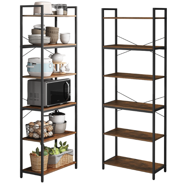 Regał półka industrialny stojący 6 półek drabinka na książki jasny brąz