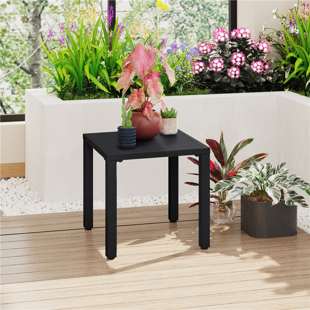 Table basse de jardin carré en Métal Noir - 3