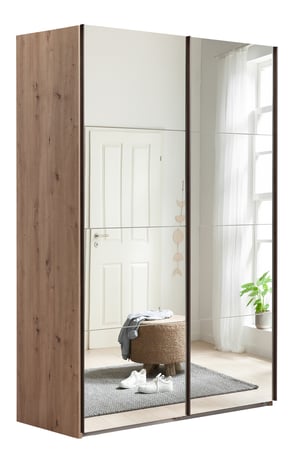 ABIKSMEBLE Armadio Scorrevole Verona 2 250: Moderno Con Specchio, 3 Ante, 250x240x62 Cm - Sonoma E Nero Opaco