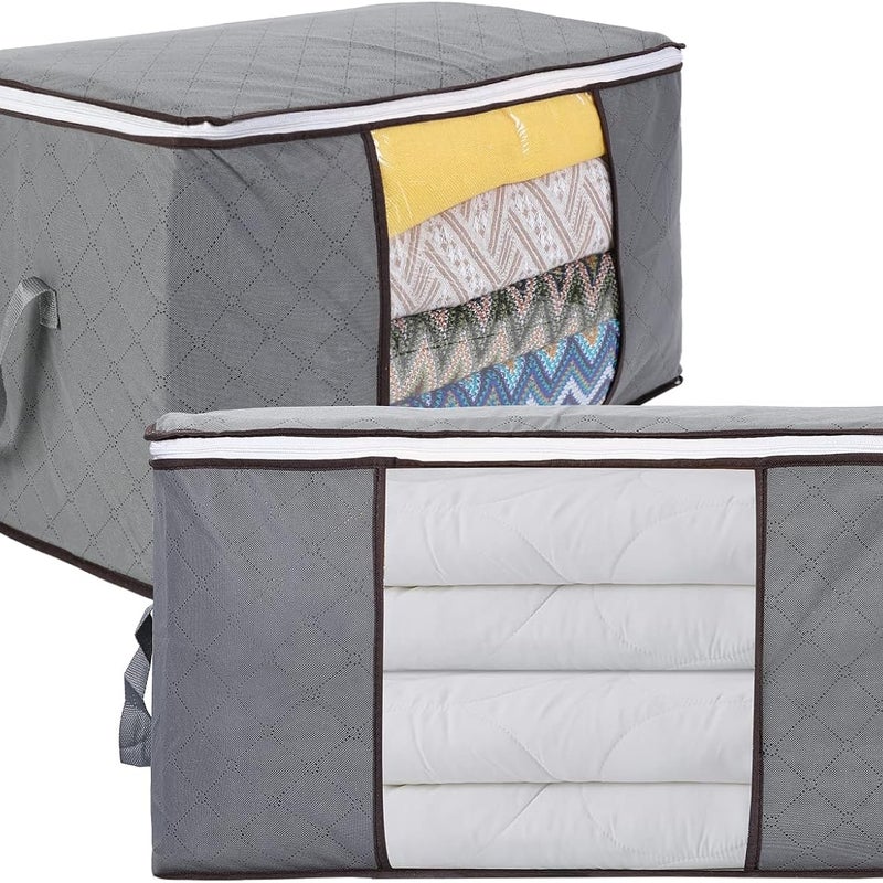 Torba do przechowywania ubrań, 2 szt. 90 l, składana torba do przechowywania kołdry, pod łóżko, ze wzmocnionym uchwytem na pościel, 60*40*35 cm