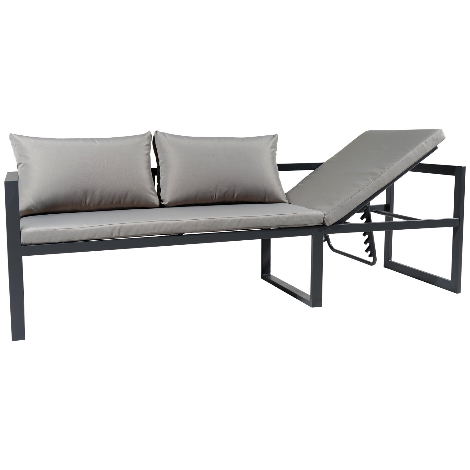 Salon de jardin 7 places gris et aluminium anthracite IBIZA - 6