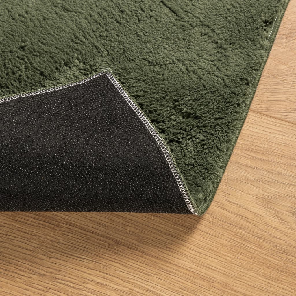 Tapis HUARTE à poils courts, doux et lavable vert forêt 80 x 200 cm - 5