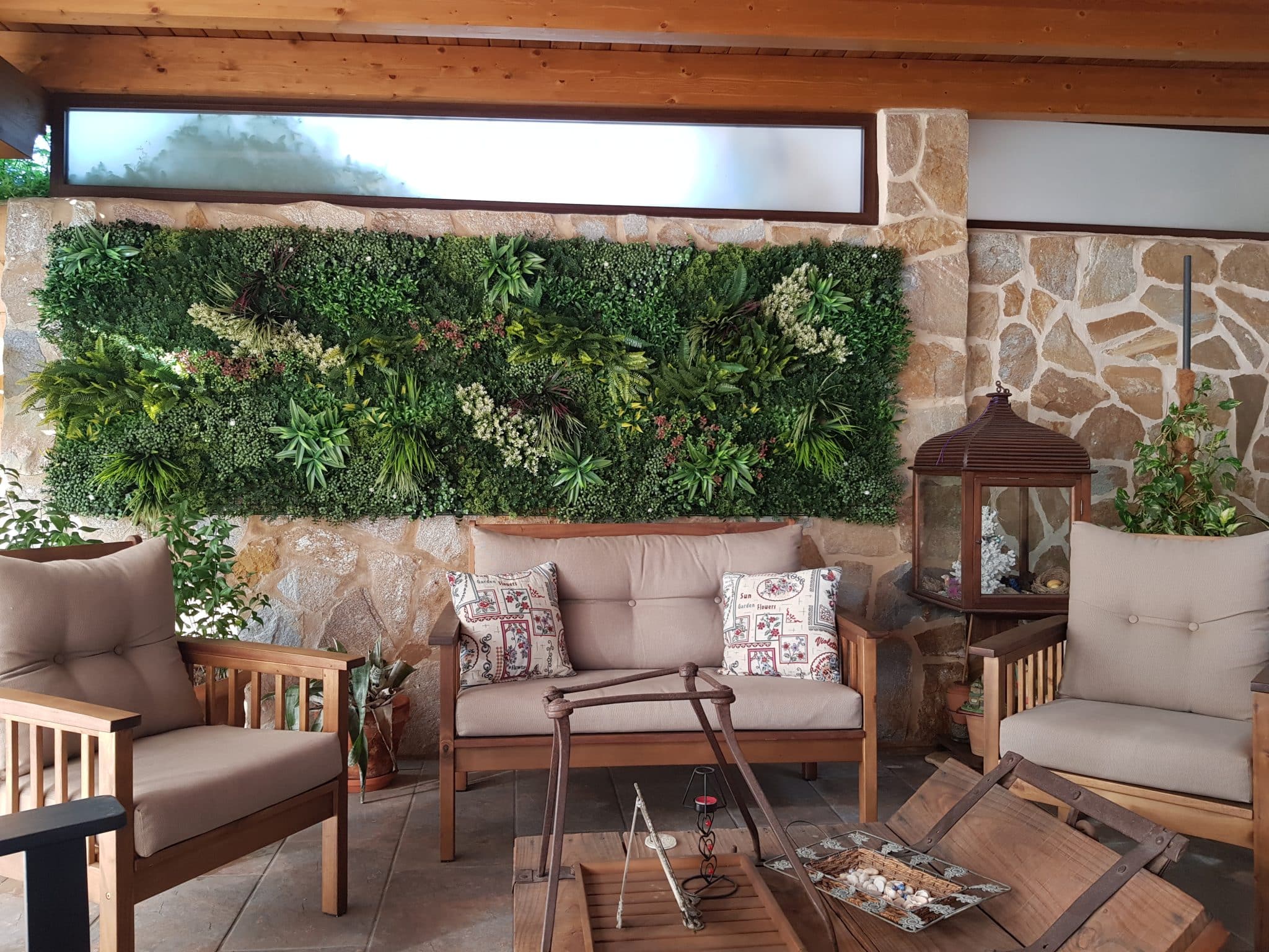 Bonerva | Jardín Vertical Artificial Bahamas | Pack 3m² (3 Piezas 100x100 Cm) | Jardín Vertical Artificial exterior e interior - 7