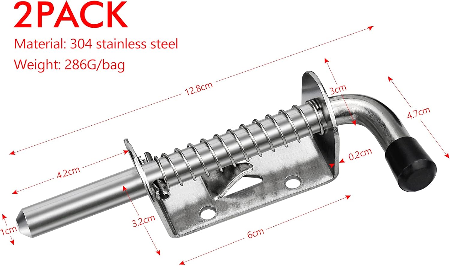 Chiavistello A Molla Acciaio Inox 2 Pezzi - Per Porte Da Giardino, Magazzino, Legno, Scorrevole E Sicuro - Foto 6