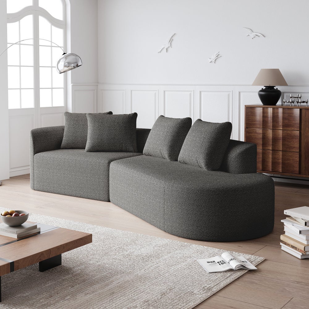 Sofa narożna, 4-osobowa, duża, z tkaniny szenilowej, głębokie siedzisko, modułowa, możliwość dowolnego łączenia