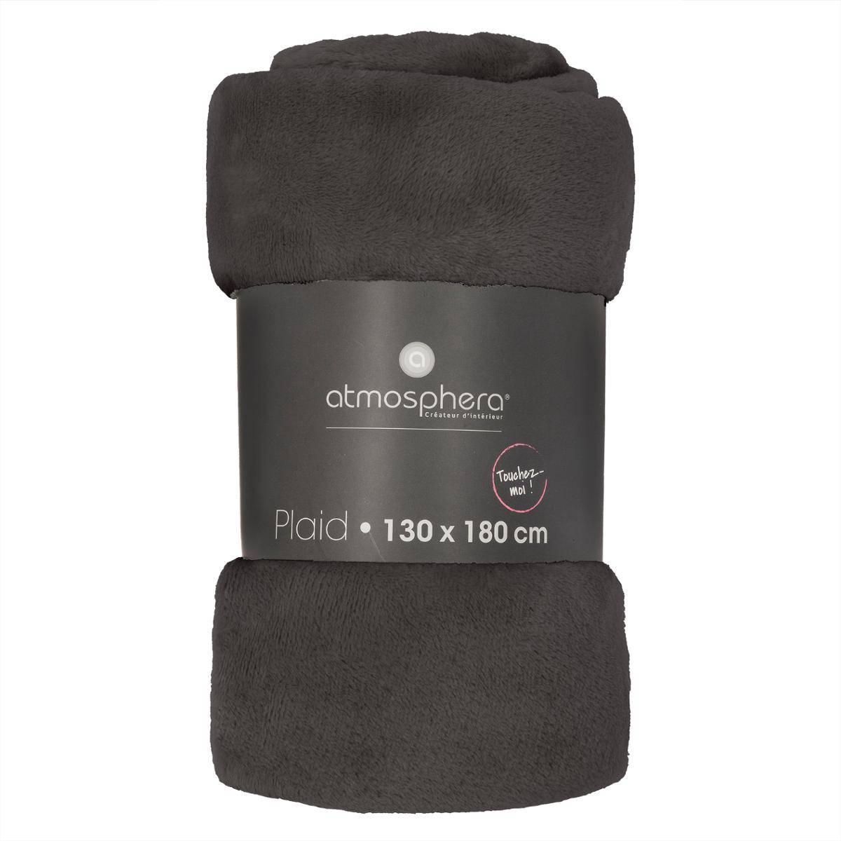 Plaid flanelle gris ardoise 130x180cm - Atmosphera Créateur d'intérieur - 3