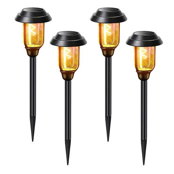 Zewnętrzne lampy solarne ścieżkowe, zestaw 4 zewnętrznych lamp solarnych, wodoodporne zewnętrzne lampy ogrodowe solarne - ciepłe światło