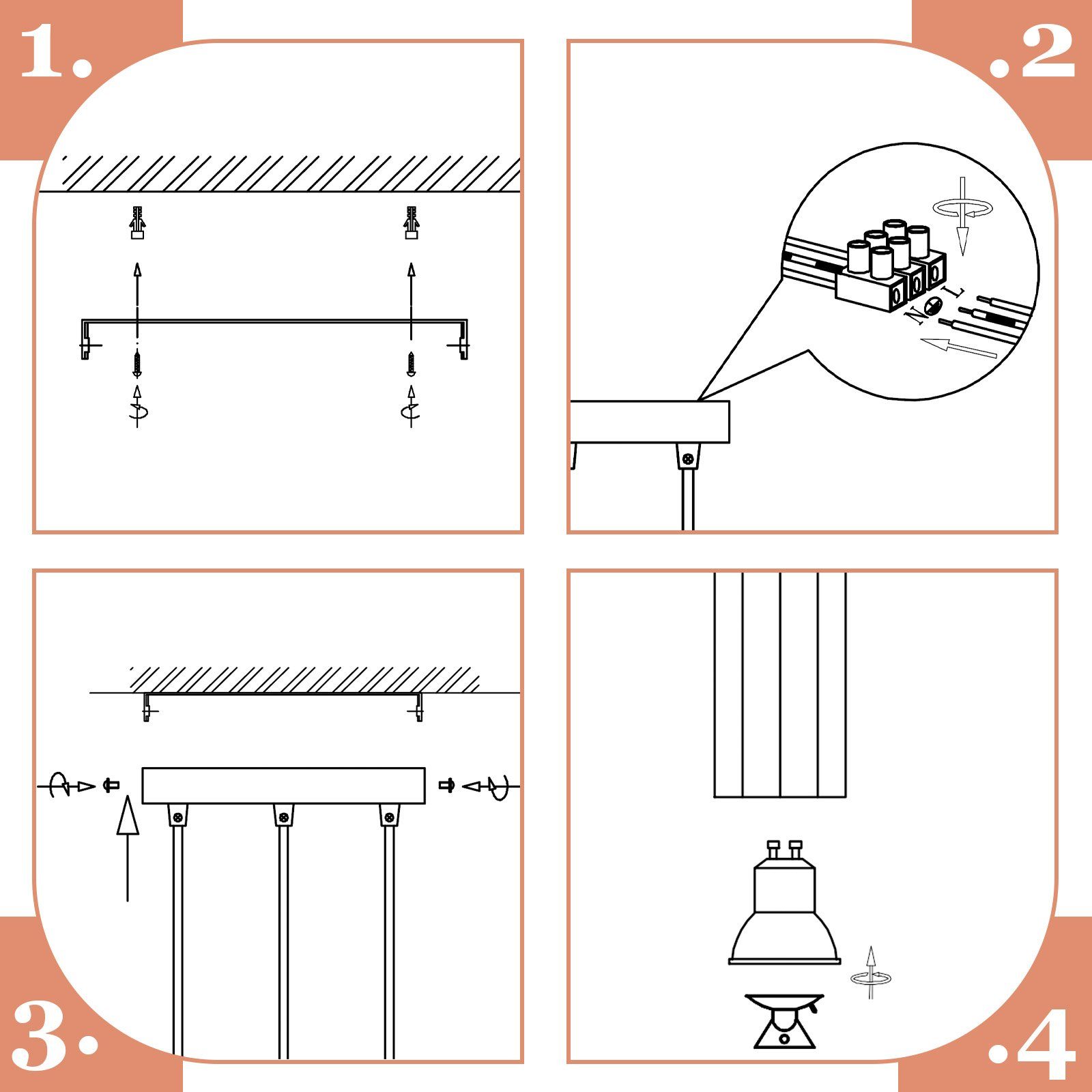 NETTLIFE Czarna metalowa lampa wisząca o średnicy 20 cm GU10 3-płomieniowa nowoczesna lampa stołowa do salonu w stylu industrialnym do kuchni - 8