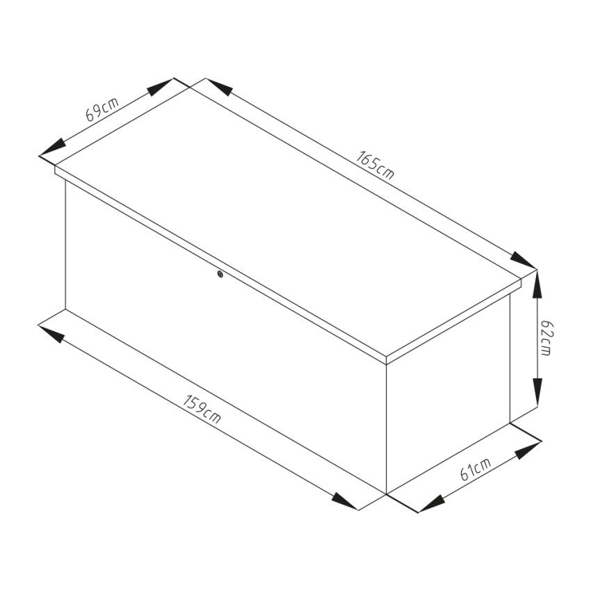 Baule contenitore da giardino esterno 165x69x62cm in acciaio Innsbruck - 7