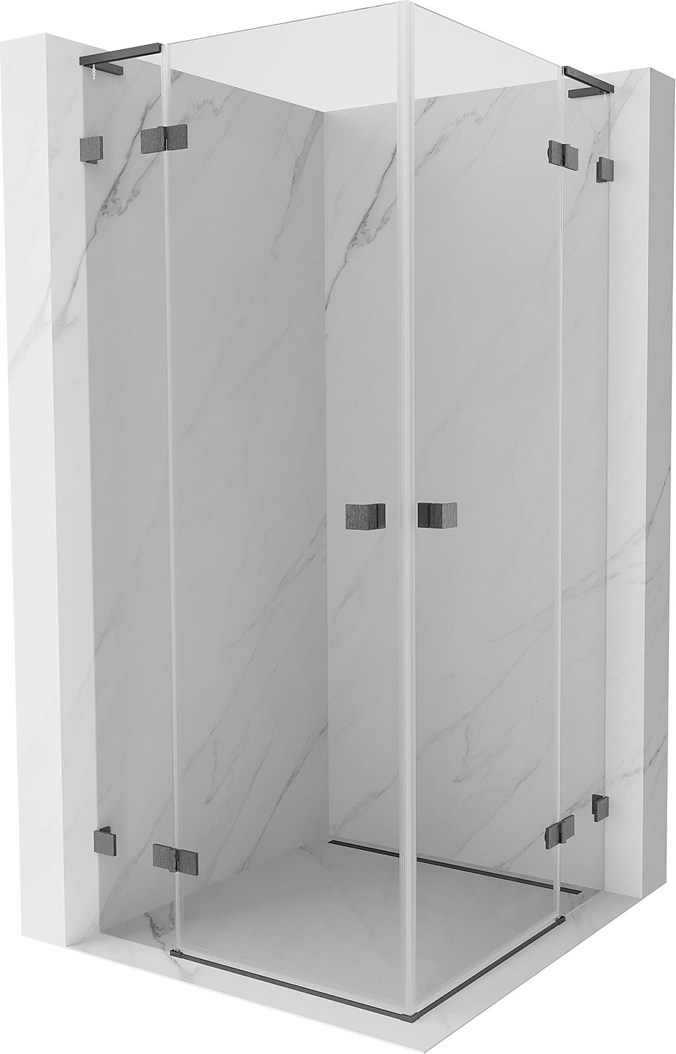 Mexen Lunar L Duo kabina prysznicowa uchylna 90 x 90 cm, transparent, gun gray szczotkowany - 834L-090L-090P-66-00
